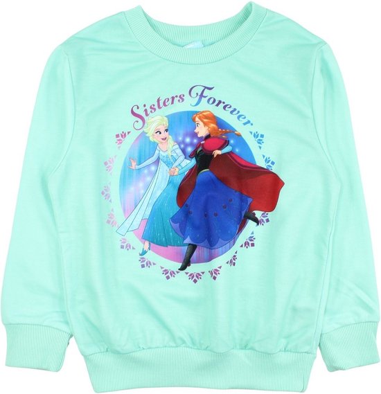 Disney Frozen Sweater - Mintgroen - Sisters Forever - Maat 128 (tot 8 jaar)