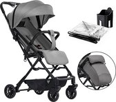 NilaFee® Compacte Complete Buggy - Licht - Makkelijke Inklapbaar - Plooibuggy - Vliegtuig Incl Beschermhoes - 22 kg - Grijs