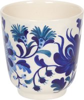 Return to Sender | Handgemaakte Mok 300 ml Blue flowers print - handgeschilderd - blauw/witte koffiemok - theemok - theebeker - Vaderdag cadeau