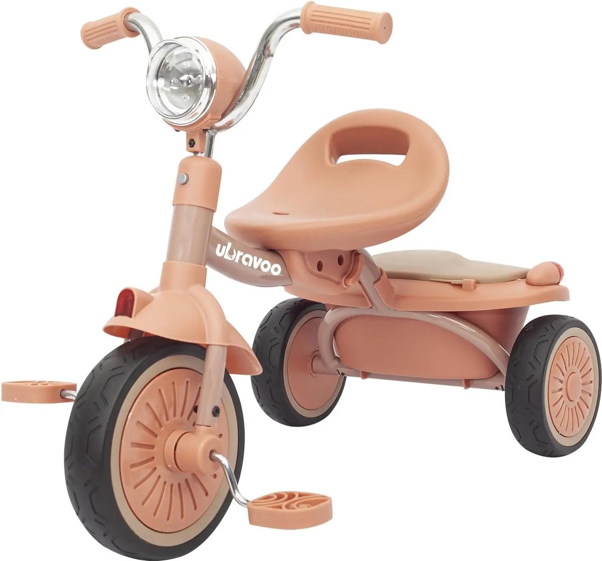 Ubravoo Kanyu Driewieler Roze Opvouwbaar 1-5 jaar Met Pedalen Unieke PU Wielen Schokabsorberend
