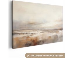 Canvas schilderij 150x100 cm - Wanddecoratie Kunst - Industrieel - Grijs - Bruin - Abstract - Muurdecoratie woonkamer - Kamer decoratie modern - Abstracte schilderijen