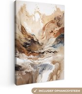 Canvas schilderij 80x120 cm - Abstract beige schilderij - Kamer decoratie accessoires - Schilderijen woonkamer - Wanddecoratie slaapkamer - Muurdecoratie keuken - Wanddoek interieur binnen - Woondecoratie huis - Verf kunst