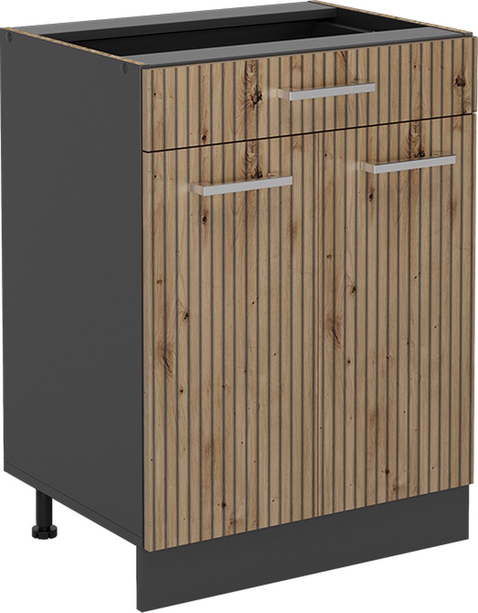 Vicco R-Line Keukenonderkast – 60 cm met lade, zonder werkblad Artisanaal eiken Artisanaal eiken/Antraciet