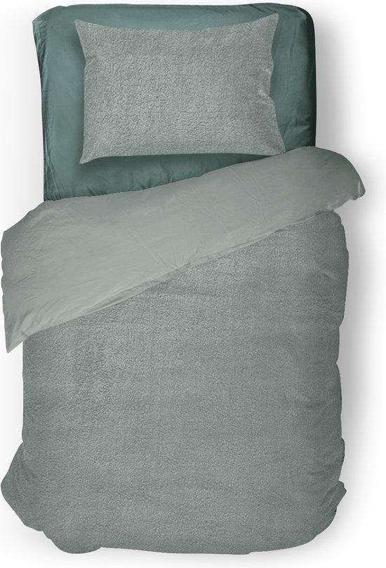 Eleganzzz Dekbedovertrek Teddy Pluche - Jade - Teddy Dekbedovertrek - Dekbedovertrek 140x200/220cm - Eenpersoons dekbedovertrekken - 140x220cm - Fluffy Dekbedovertrek