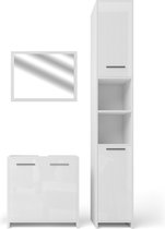 Vicco Ensemble de meubles de salle de bain Kiko, Wit brillant/ Wit, 3 parties