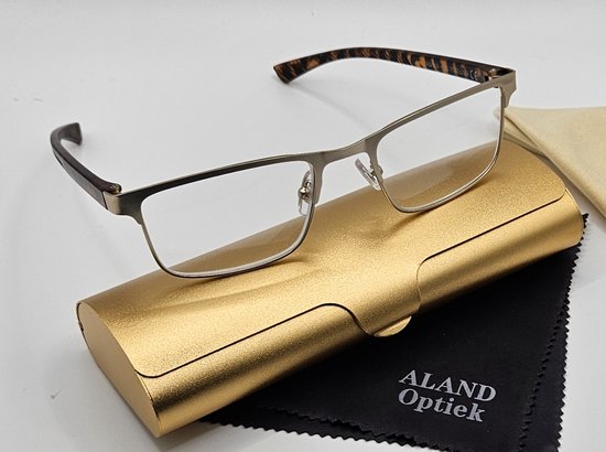 Lunettes de lecture unisexes +2, 0 / Étui rigide, étui souple et 2 chiffons inclus / Lunettes avec monture métallique / Monture dorée classique 0722 / 309 / Lunettes de lecture correctrices pour femmes et hommes / Aland optics / Lunettes de lecture