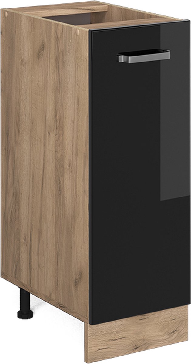 Vicco R-Line Apotheekkast – 30 cm WB Marmer Zwart hoogglans Zwart hoogglans/Goudkleurig Eiken