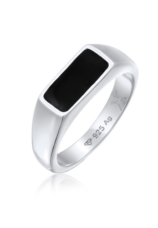 KUZZOI Ring Homme Sceau Geo Elegant avec émail en argent sterling 925