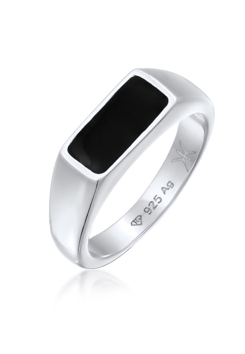KUZZOI - Ring - Heren Zegel Geo Elegant met emaille in 925 sterling zilver - Heren
