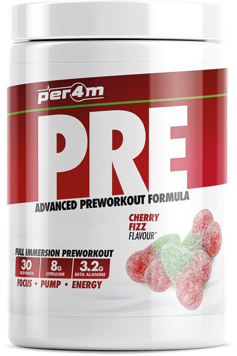 Goedkoopste Per4m - Pre Workout Stim - 570g - Cherry Fizz - pre-workout