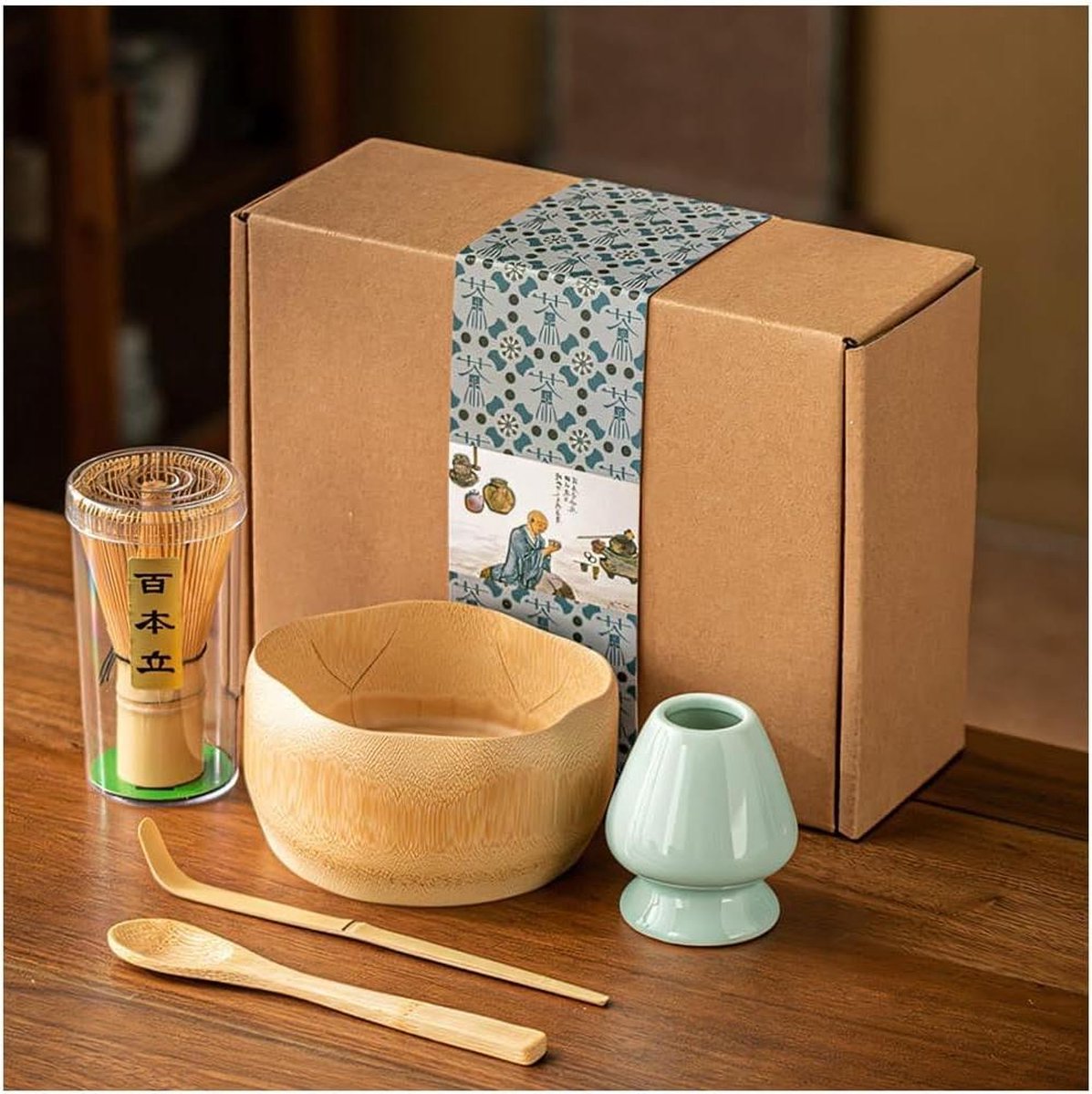 5 stuks Matcha theeset matcha lepel accessoires geschenkdoos voor Japanse theeceremonie