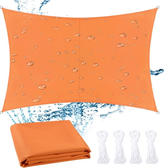 Duerer schaduwzeil zonnescherm rechthoekig 3.6x4.8m schaduwdoek 185g/m² HDPE stof UV Beschermer Schaduwzeilen voor tuin buiten terras zwembad balkon met touw, Zand