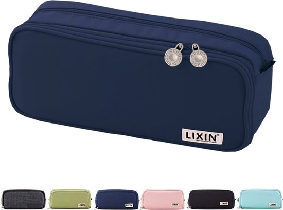 Foto: Lixin etui opgewaardeerd groot navy pennenzak voor jongens en meisjes canvas linnen grote capaciteit etui voor kinderen en volwassenen school terug naar school back to school leuke telescopishe pennenhouder leuk etui cadeau