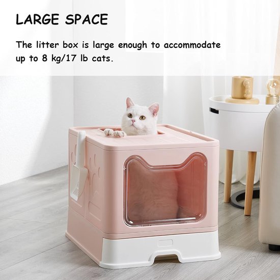 Draagbare Kattenbak met Deksel, Opvouwbare Draagbare Kattentoilet 40x30cm, Waterdichte Kattentoilet, Reis-Kattenbak, Opvouwbare Kattenbakgeschikt Voor Kamperen, Auto, Binnen en Buiten, Zwart