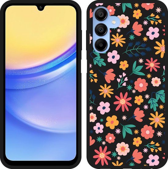 Cazy Case Zwart pour Samsung Galaxy A15 4G/5G Always avoir des fleurs