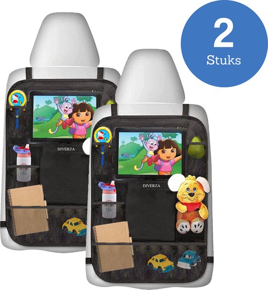 Foto: Diverza auto organizer 2 stuks luxe autostoel beschermer met tablet houder voor kinderen