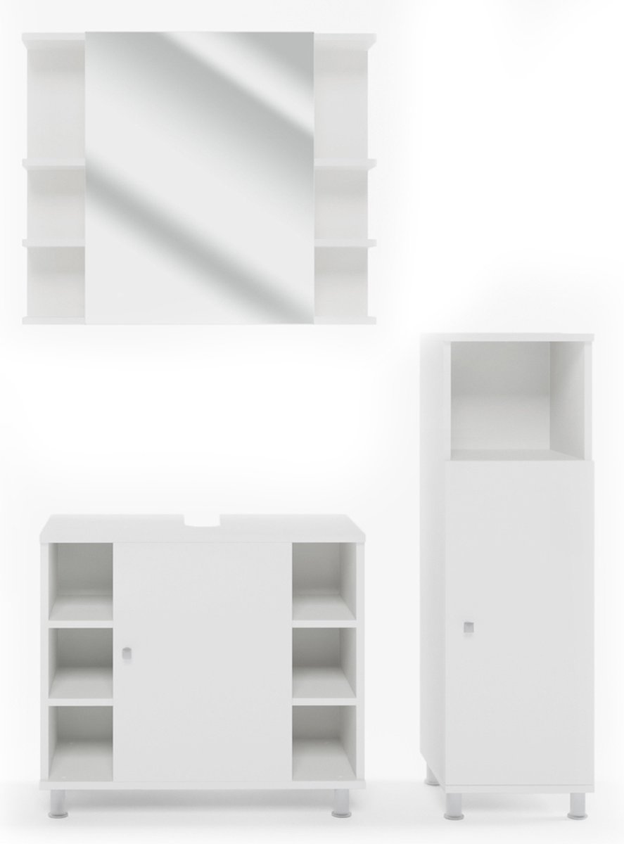 Vicco Fynn Badkamermeubel set – 3 delen, met midi-element Wit