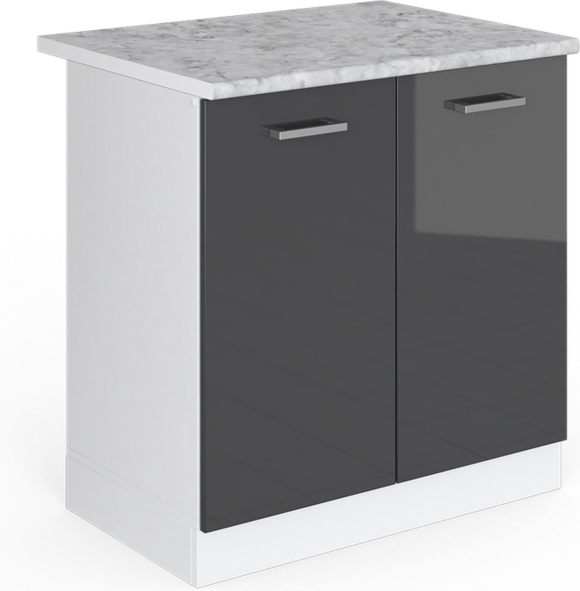 Vicco R-Line Wastafelkast – 80 cm, WB Marmer Antraciet Hoogglans