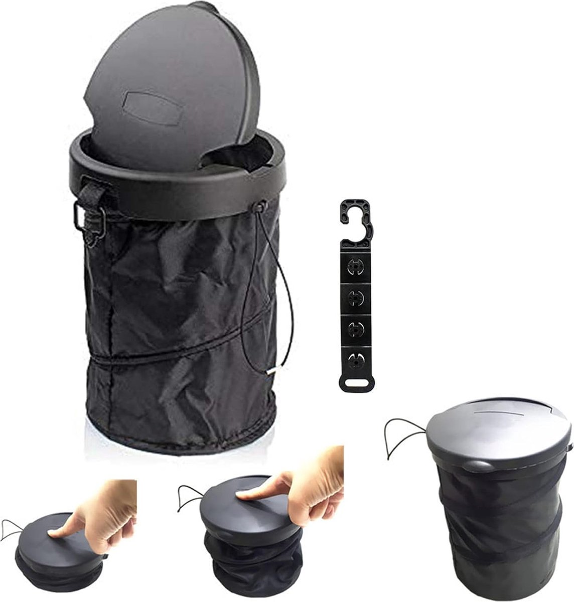 Goedkoopste Pakket van 1 Auto Prullenbak - met deksel Draagbare Opvouwbare - Auto Afvalbak - Afvalzakken voor Auto, Motorhome, Kamperen en Reizen.