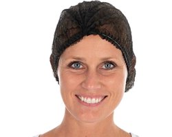 CMT® | 100 haarnetjes ZWART | non woven | latexvrij | clip caps | wegwerp