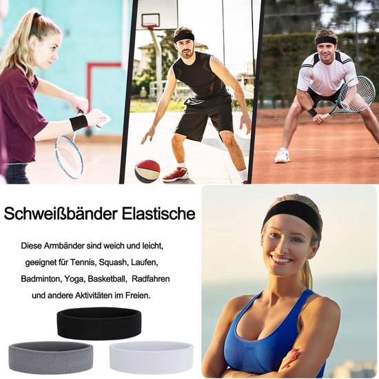 6 stuks elastische zweetbanden, sporthoofdband 6 stuks elastische zweetbanden, sporthoofdband