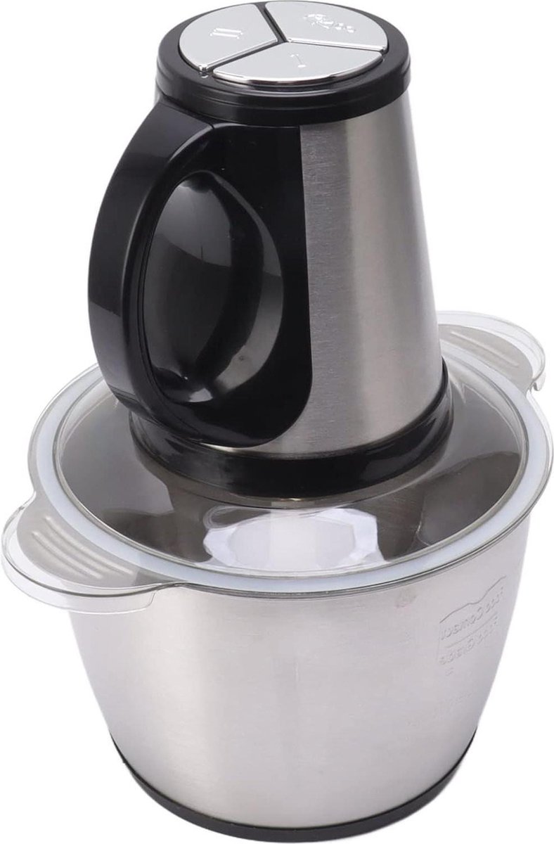 Elektrische hakmolen, mini-vleesmolen, elektrisch, 5 l, met 6 messen, elektrische mixer van 500 watt met 5 snelheden voor vlees, groenten, babyvoeding en fruit (blauw