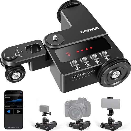 Foto: Gemotoriseerde camera auto met app bediening zeer stille bewegingsbesturing met balhoofd telefoonhouder actiecamera houder compatibel met gopro hero 12 iphone 15 pro max samsung s23 x01nsk586