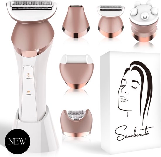 Foto: Sansbeaut 6 in 1 ladyshave gezicht oksels benen bikinilijn scheerapparaat vrouw epilator epileerapparaat dames trimmer vrouw bikinitrimmer usb oplaadbaar