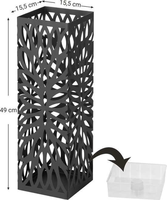 DRW Porte-parapluie Carré Argenté Design Cubes Avec Crochet