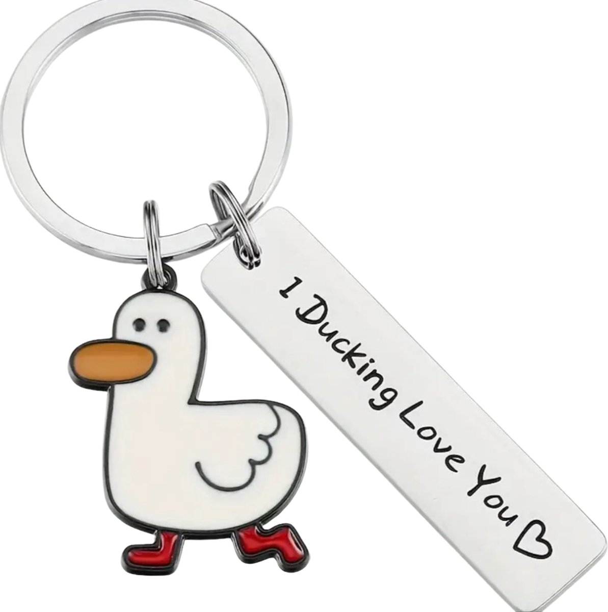 Nina’s Giftshop® Eend Sleutelhanger – Grappige Liefde Sleutelhanger – Cadeau voor Vrouw & Man – Cadeau voor Vriendin & Vriend – Valentijn Cadeau – Verjaardagscadeau – Kerstcadeau – Sinterklaas Cadeau