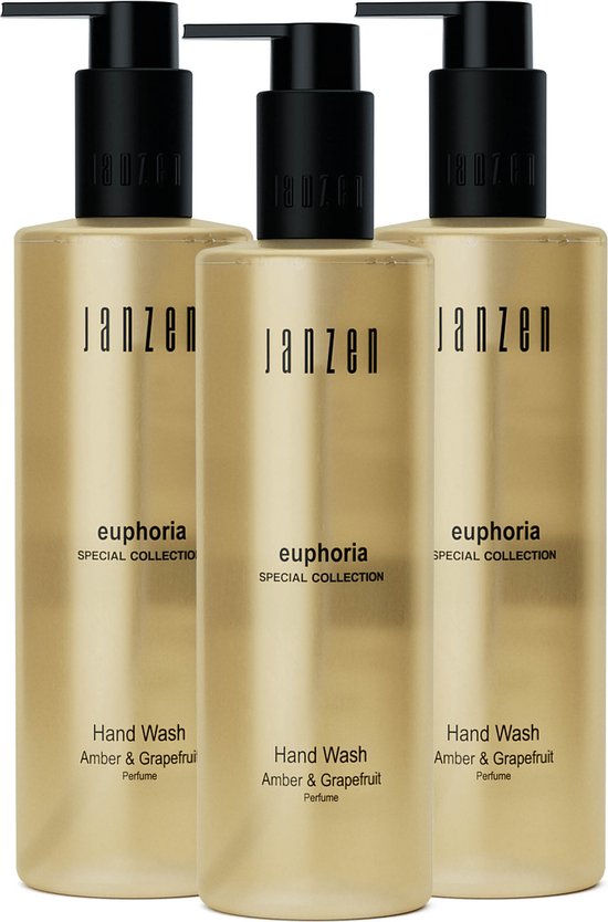 JANZEN Hand Wash - Euphoria - Savon pour les Mains - Chaud et Oriental - Soignant - Hydratant - Collection Spéciale - 3 x 250 ml