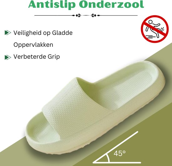 Klikkopers® - Cloud Dias - Slippers - Chaussons de bain - Chaussons de bain - Pantoufles - Léger - Super doux pour vos pieds - Antidérapant - Vert - 38-39