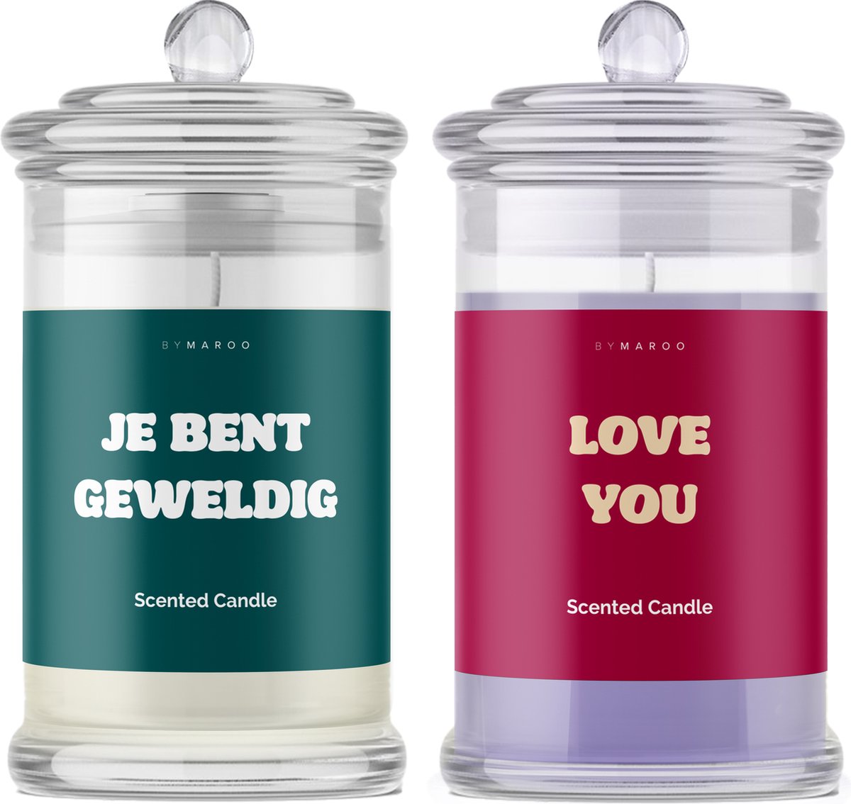Kaarsen geschenkset Liefdes Cadeau - Love You Je Bent Geweldig - Romantische Cotton & Lavendel Geurkaarsen in Glas met Tekst - Verjaardag Cadeau Vrouw, Man, Vriendin, Vriend - Geschenkset - Happy Birthday - Cadeautjes voor Haar Hem