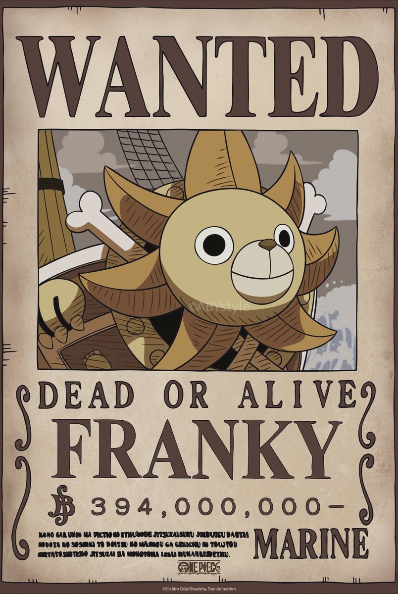 Poster One Piece - Wanted Franky Wano 38x52cm