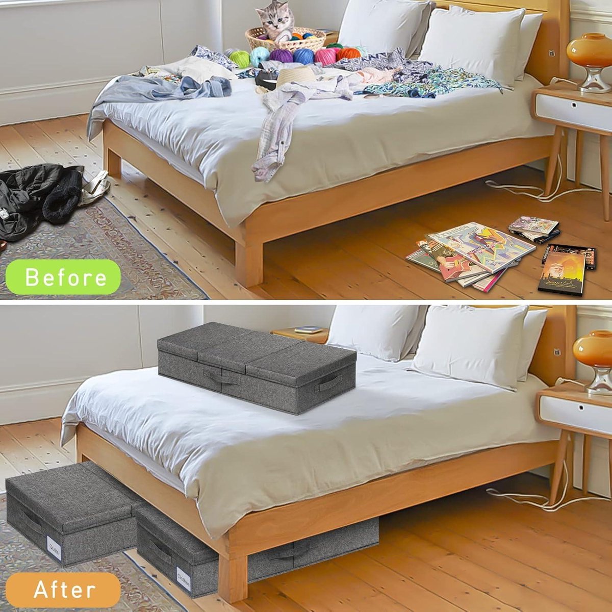 Opbergboxen Onder Het Bed TAHAVICE 2 Stuks Onderbed Opbergdozen – 76 X 38 X 17 Cm, Grijs, Met Ritssluiting | Opbergbox Voor Kleding, Dekens En Speelgoed Ruimtebesparende Opbergkisten