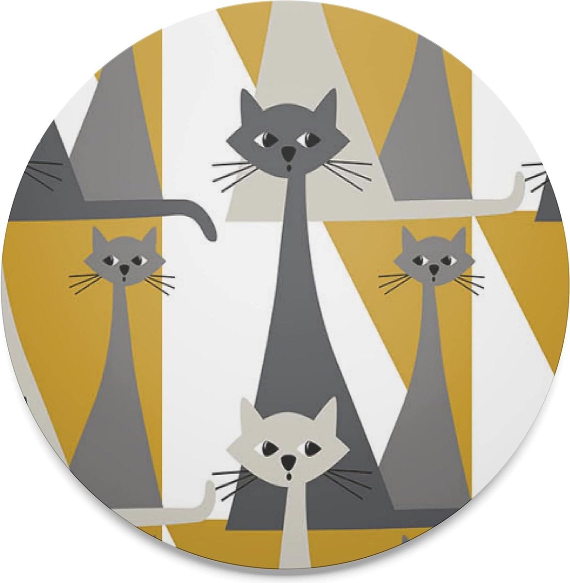 Gele onderzetter Ø 21 cm - Kitty thema