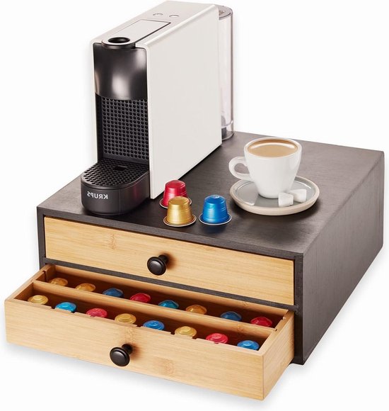 Navaris set van koffiecapsules lades en koffie organizer - Koffiecups houder met 5 lades - Geschikt voor tot 48 cups - Koffie tafel set - Wit