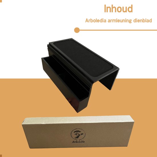 Plateau d'accoudoir Arboledia - Plateau en Bamboe marron clair - Banc de plateau d'accoudoir - Accoudoir antidérapant - Couche de feutre - Zwart