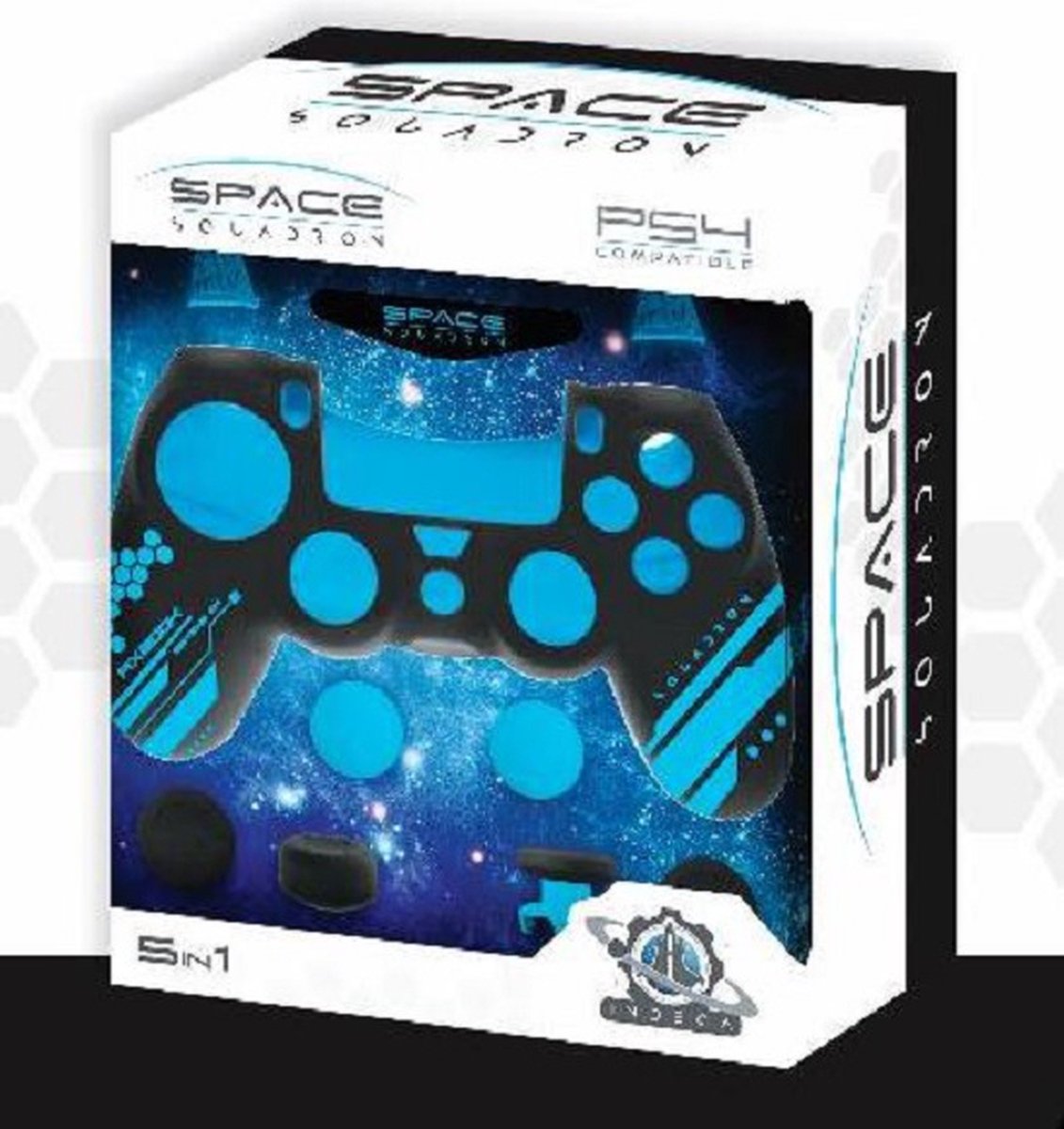 Indeca Space Squadron, PlayStation 4, Beschermingsset, Zwart, Blauw, Silicone, Bol, 10 stuk(s)