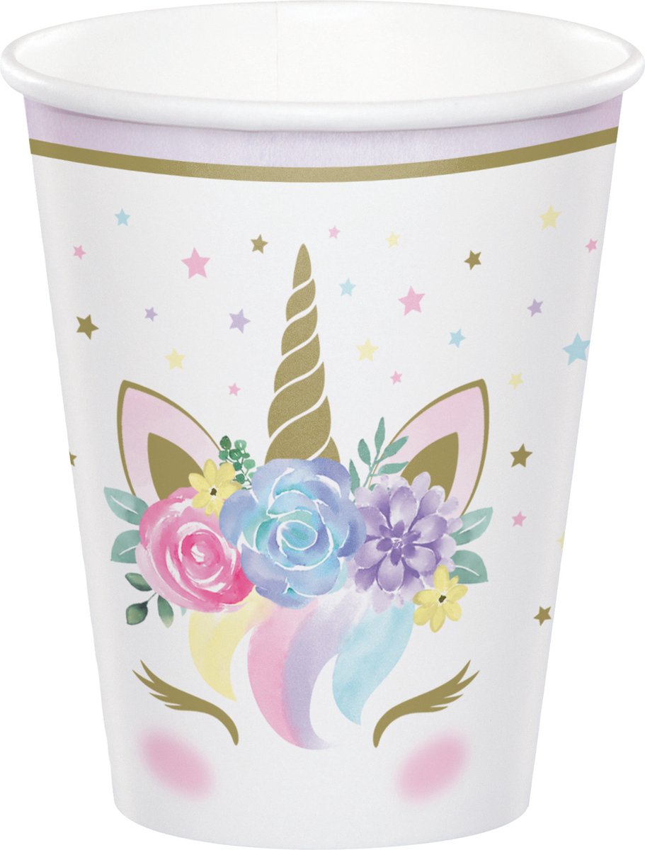 Goedkoopste Witbaard Feestbekers Unicorn Baby Meisjes 266 Ml Wit 8 Stuks