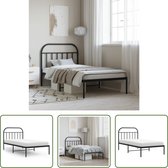 The Living Store Cadre de lit Basic - Métal - Zwart - 207 x 112 x 100 cm - Espace de rangement Extra