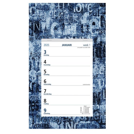 Häfft® Internationale Bureauweekkalender 2026 liggend Poppy 1 week 2 pagina's, weekkalender 29,8 x 11,6 cm, meertalige bureaukalender - duurzaam & klimaatvriendelijk