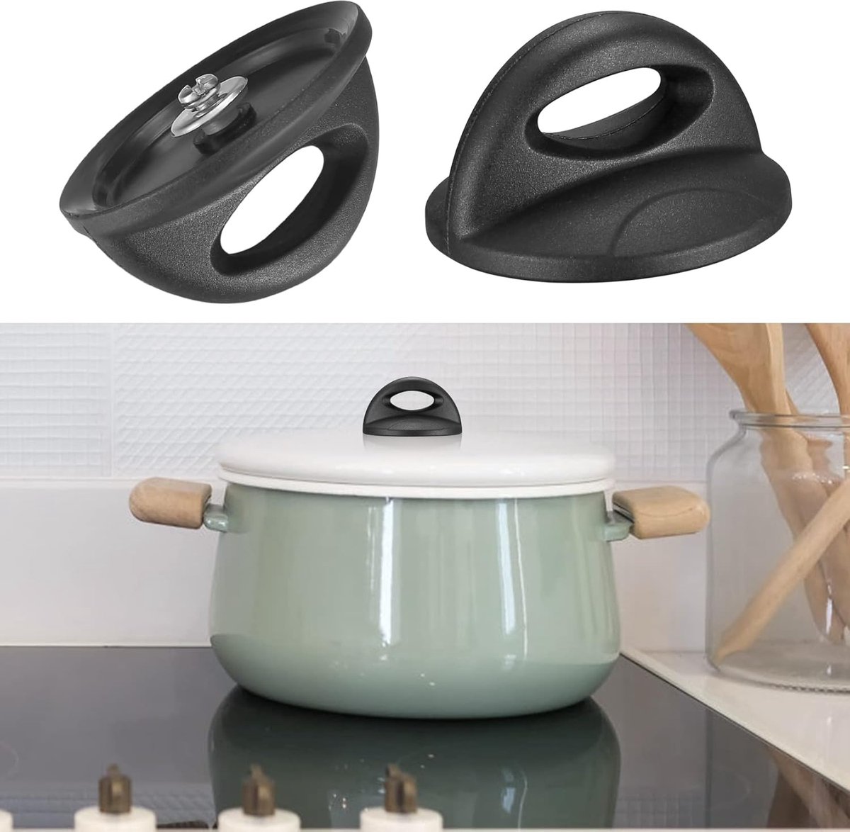 Lot De 4 Boutons De Rechange Pour Couvercle De Casserole - Poignées Universelles Bakélite, Accessoires Cuisine Noir