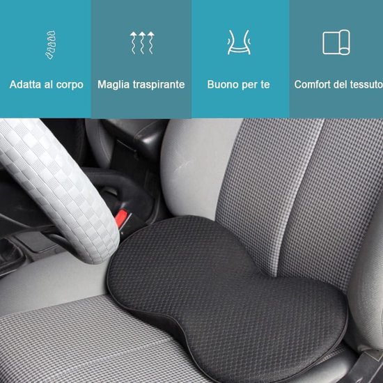 Coussin de siège de voiture universel, coussin en mousse à mémoire de forme pour soutien du dos, lavable et respirant, noir