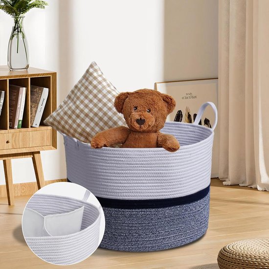 Paniers De Rangement Pour Jouets, Panier De Rangement En Corde De Coton Tressée Pour Enfants, Paniers Pour Couvertures Pour Le Salon, Organisateur De Jouets Avec Poignée (BABY