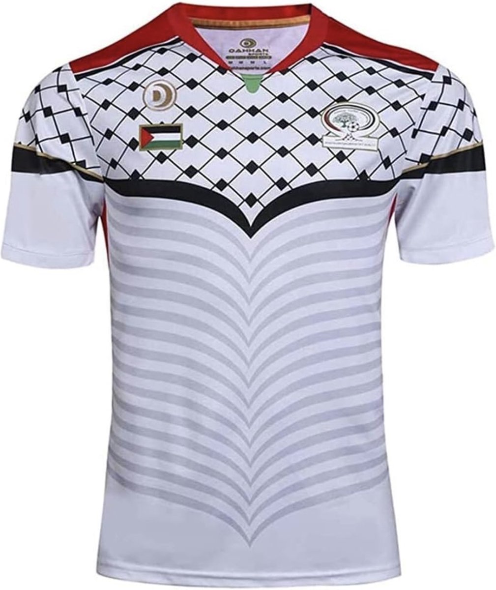 Palestine Voetbal T-shirt Wit-Rood - Football Jersey - Maat M