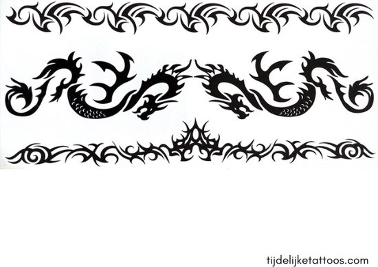 3 stuks Rug tattoo vrouwen - buik tattoo - borst tattoo - nep tattoo - tijdelijke tattoo - tramp stamp - bikinilijn tattoo - tribal - vector - vlinder - draak