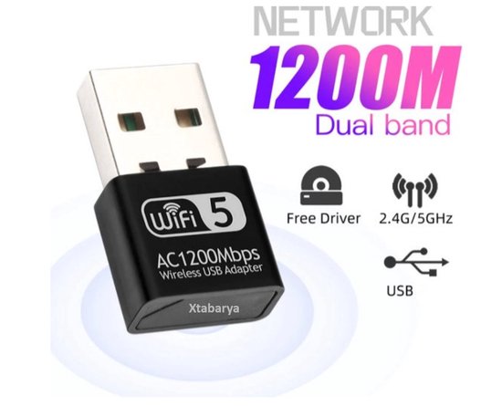 Foto: Wifi adapter usb dual band ac 1200 mbps 5ghz antenne usb ethernet pc draadloze lan wifi dongle ac wifi ontvanger