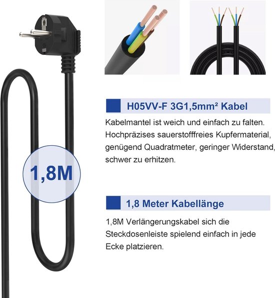 11-voudige stekkertoren met 3 USB poorten