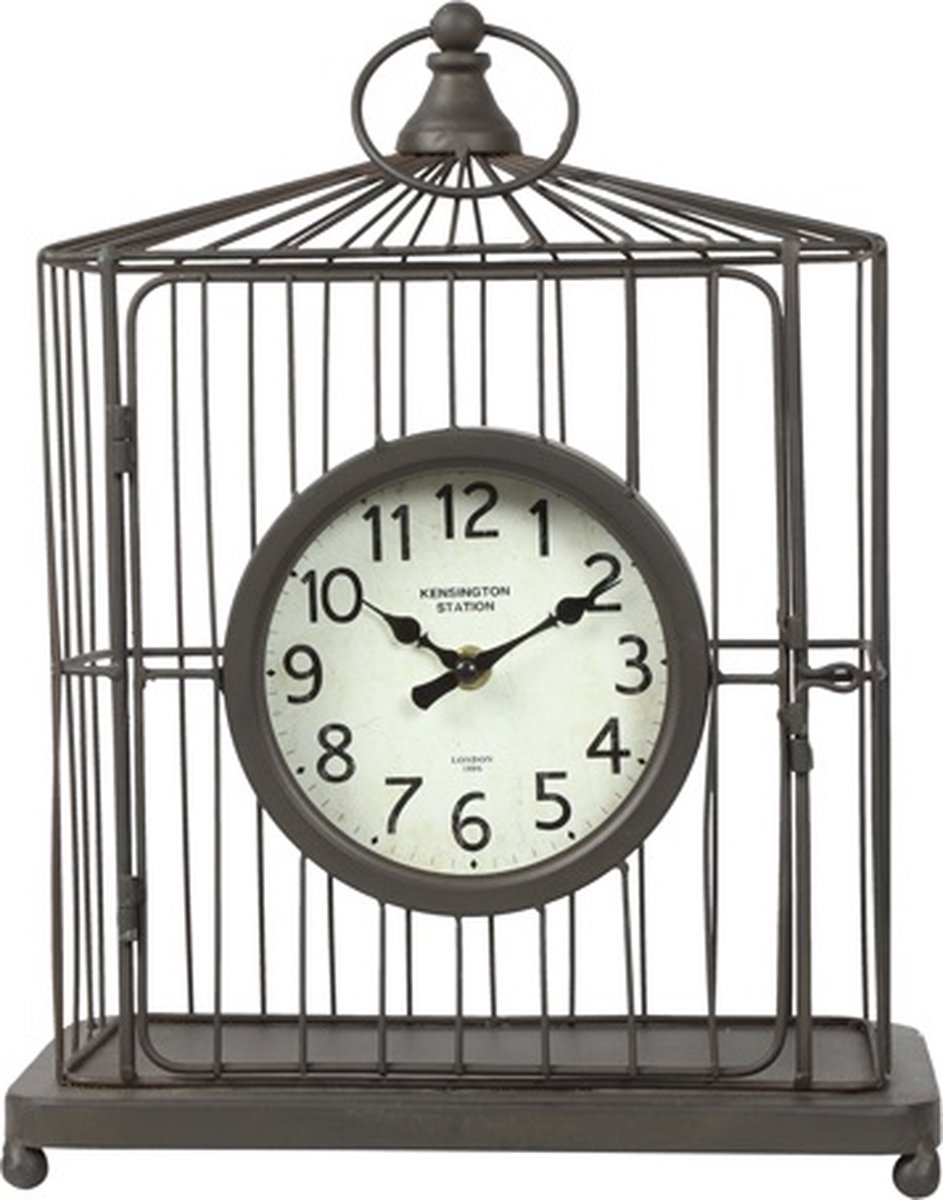 Countryfield Tafelklok Cage metaal L15,5B28,5H37CM wit/zwart